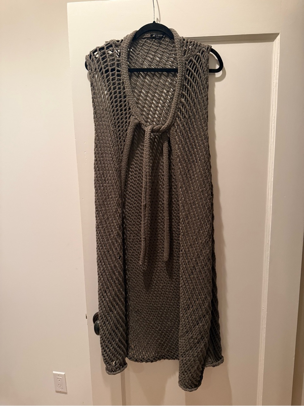Etro Knit Open Weave Sleeveless Vest in Taupe